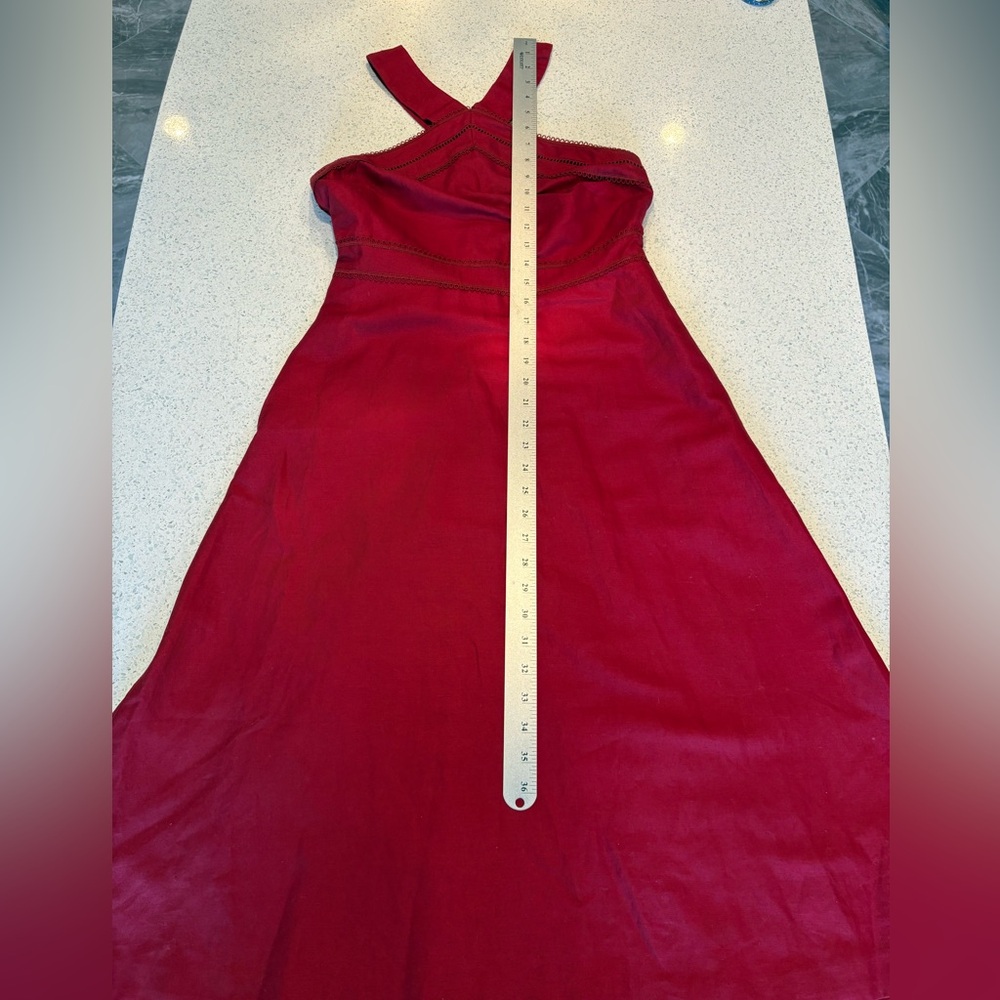 Elegant Cranberry Red Sleeveless Midi Dress - Picture 12 of 14